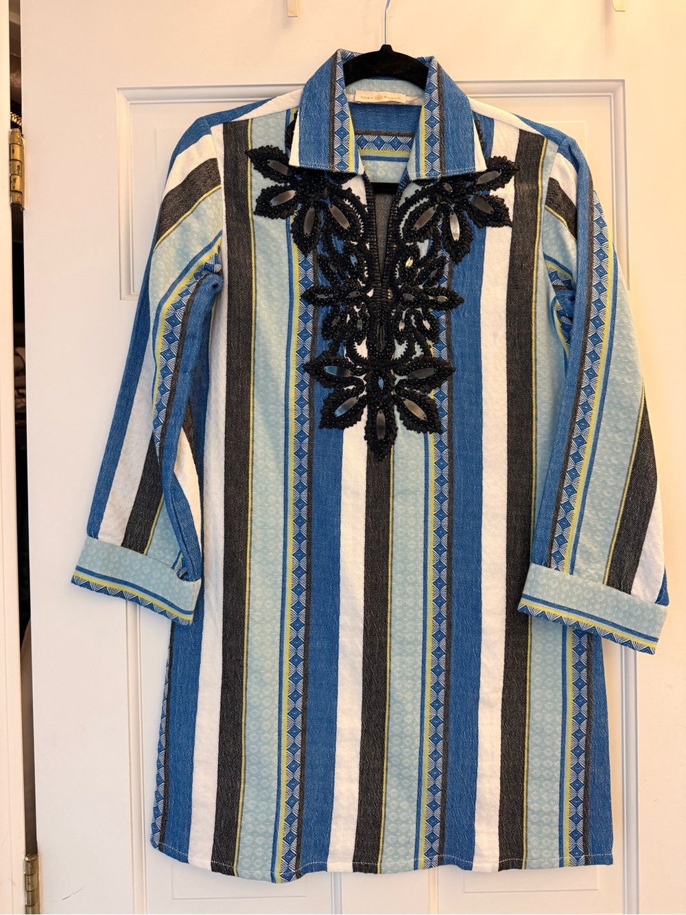 Tory Burch Tunic Dress with Black Beaded Detail